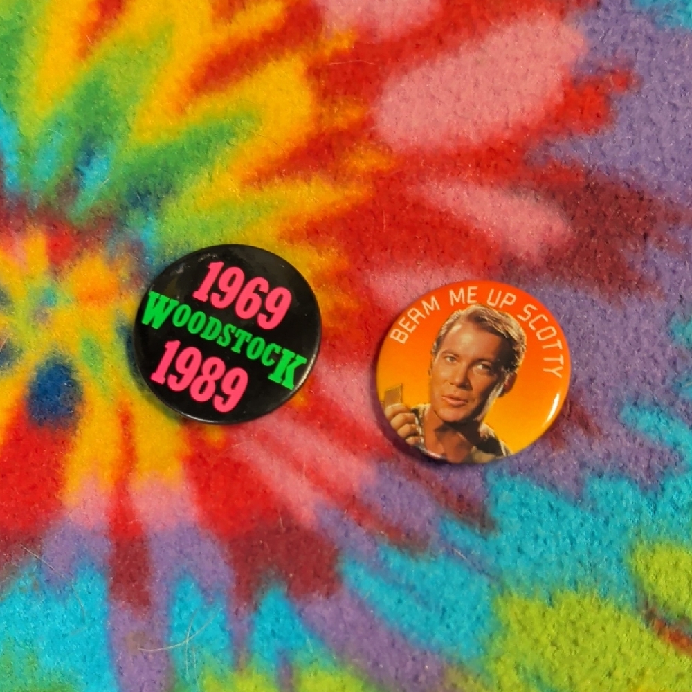 Vintage Woodstock and Star Trek Pins